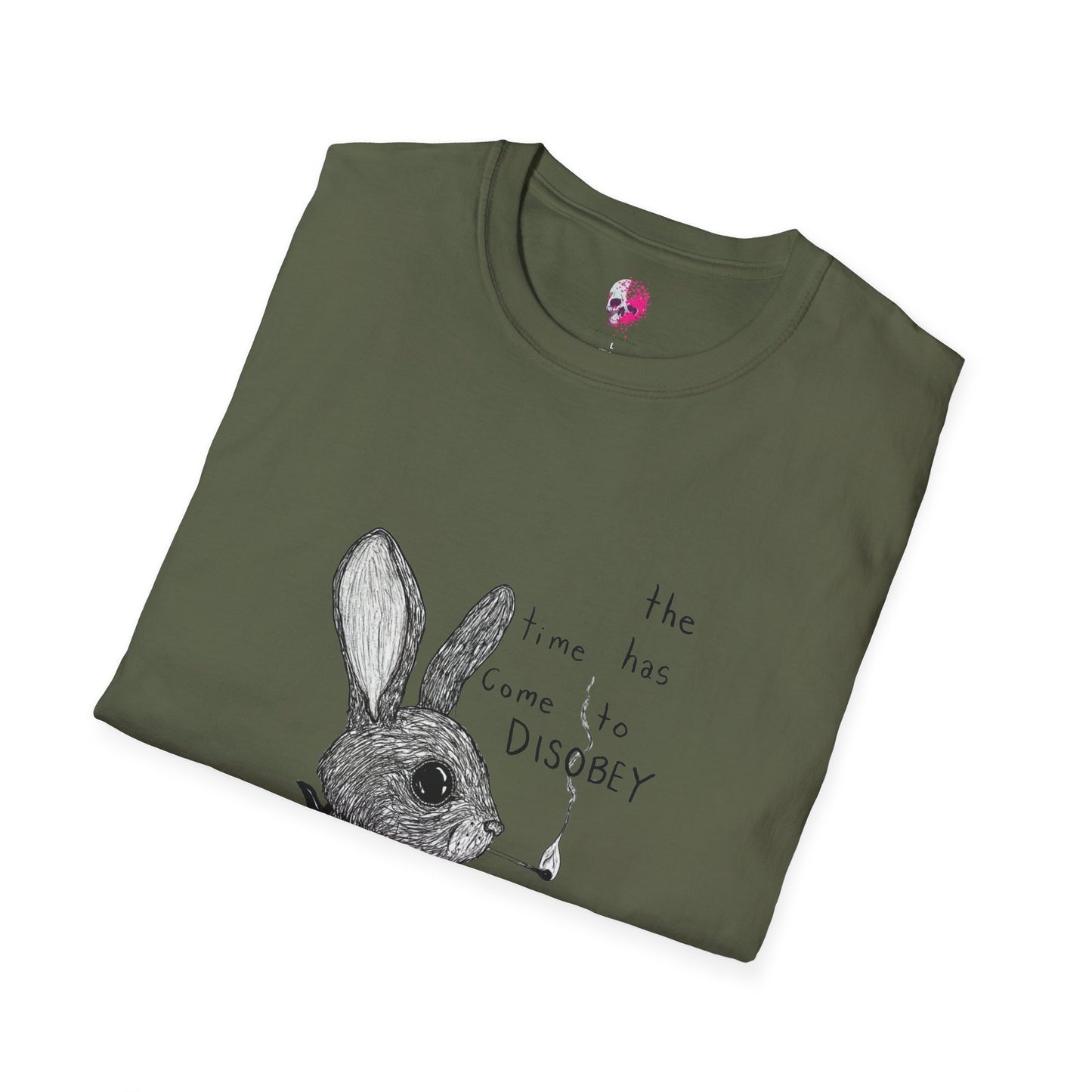 Whimsical Rabbit T-Shirt - The Time Has Come to Disobey, Cute Tee for Animal Lovers, Gift for Birthdays, Casual Wear, Fun Designs