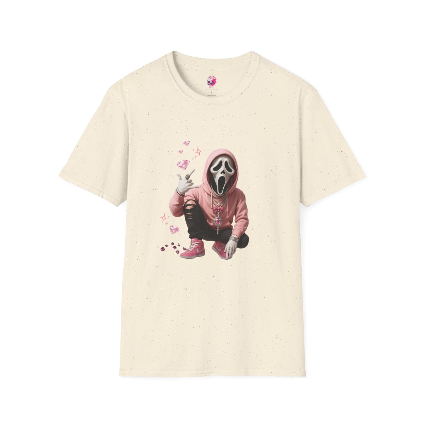 Scream-Inspired Graphic Tee, Unisex Softstyle T-Shirt, Trendy Casual Wear, Halloween Costume Top, Streetwear Apparel