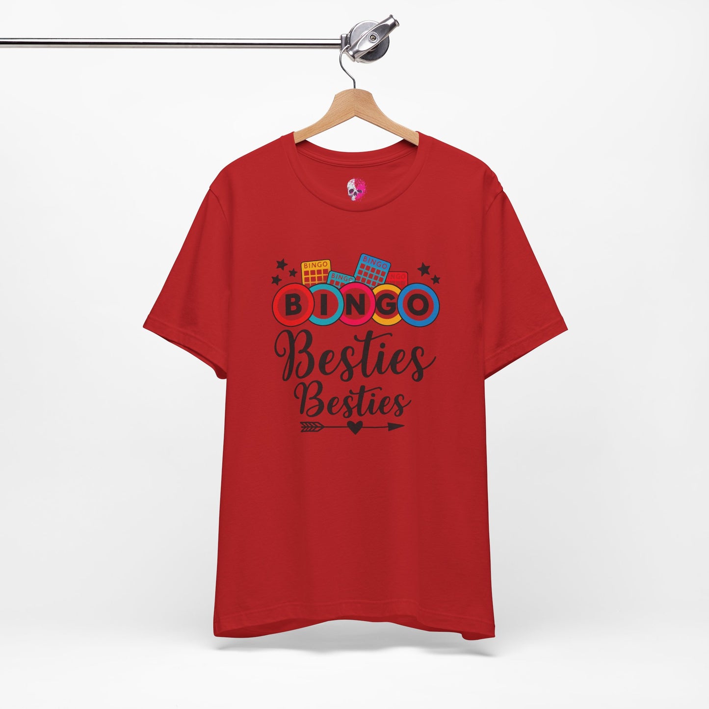 Bingo Besties Tee - Fun Unisex Jersey Short Sleeve Shirt for Game Nights, Friendship Gifts, Birthday Parties, Casual Wear