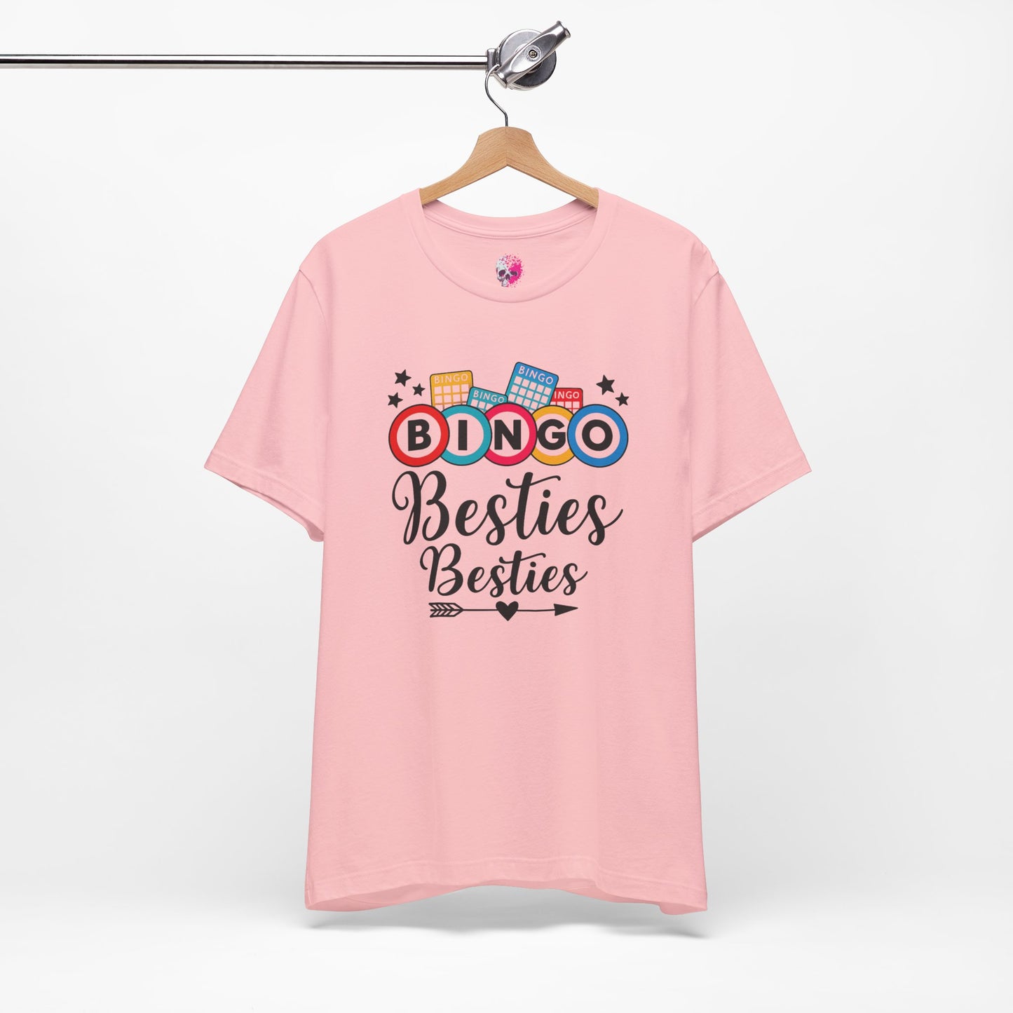 Bingo Besties Tee - Fun Unisex Jersey Short Sleeve Shirt for Game Nights, Friendship Gifts, Birthday Parties, Casual Wear