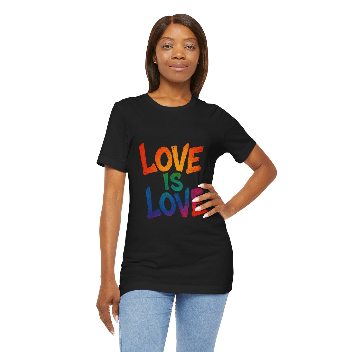 Rainbow Love Is Love Tee, LGBTQ+ Pride Shirt, Unisex Short Sleeve T-Shirt, Comfortable Casual Wear, Gift for Pride Month