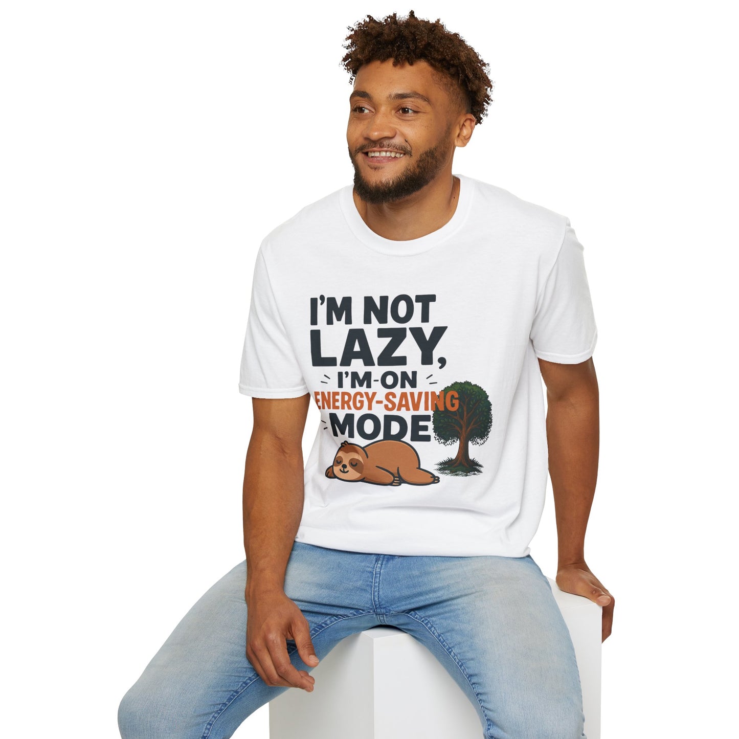 Unisex Energy-Saving Mode T-Shirt, Funny Tee for Sloth Lovers, Gift for Lazy Days, Casual Wear, Perfect for Relaxation