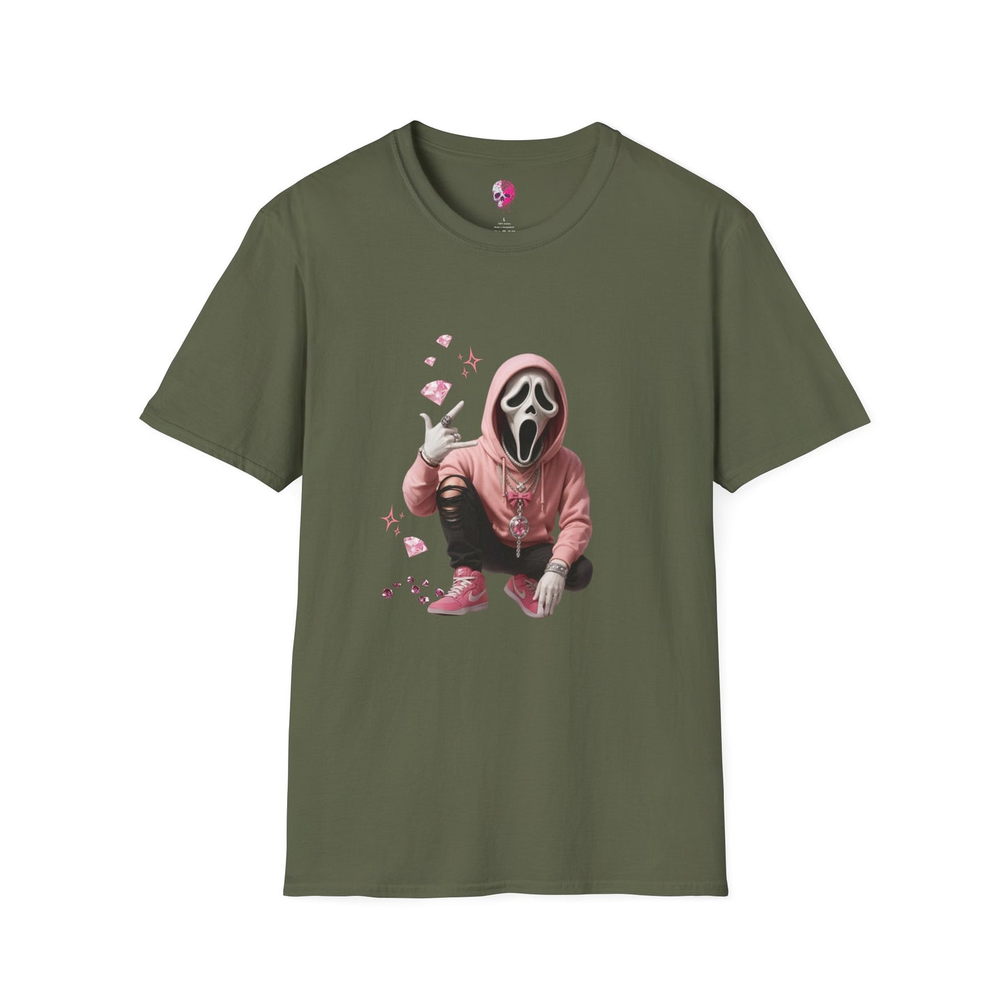 Scream-Inspired Graphic Tee, Unisex Softstyle T-Shirt, Trendy Casual Wear, Halloween Costume Top, Streetwear Apparel