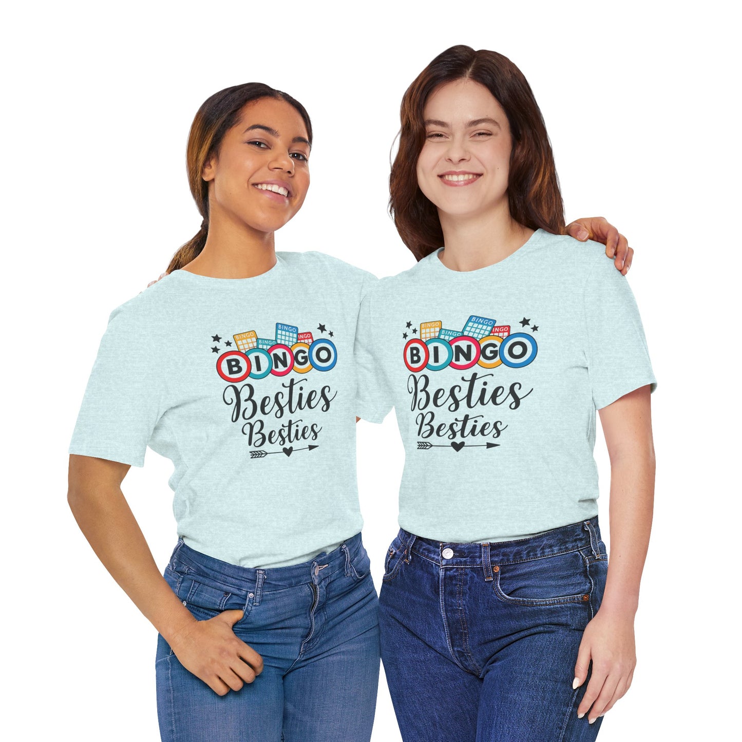Bingo Besties Tee - Fun Unisex Jersey Short Sleeve Shirt for Game Nights, Friendship Gifts, Birthday Parties, Casual Wear