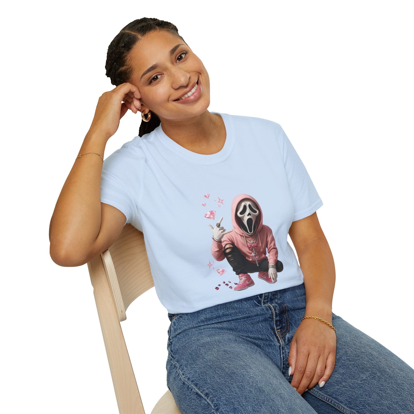 Scream-Inspired Graphic Tee, Unisex Softstyle T-Shirt, Trendy Casual Wear, Halloween Costume Top, Streetwear Apparel