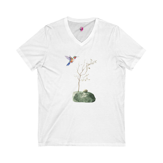 Bird Branch Unisex Jersey Short Sleeve V-Neck Tee