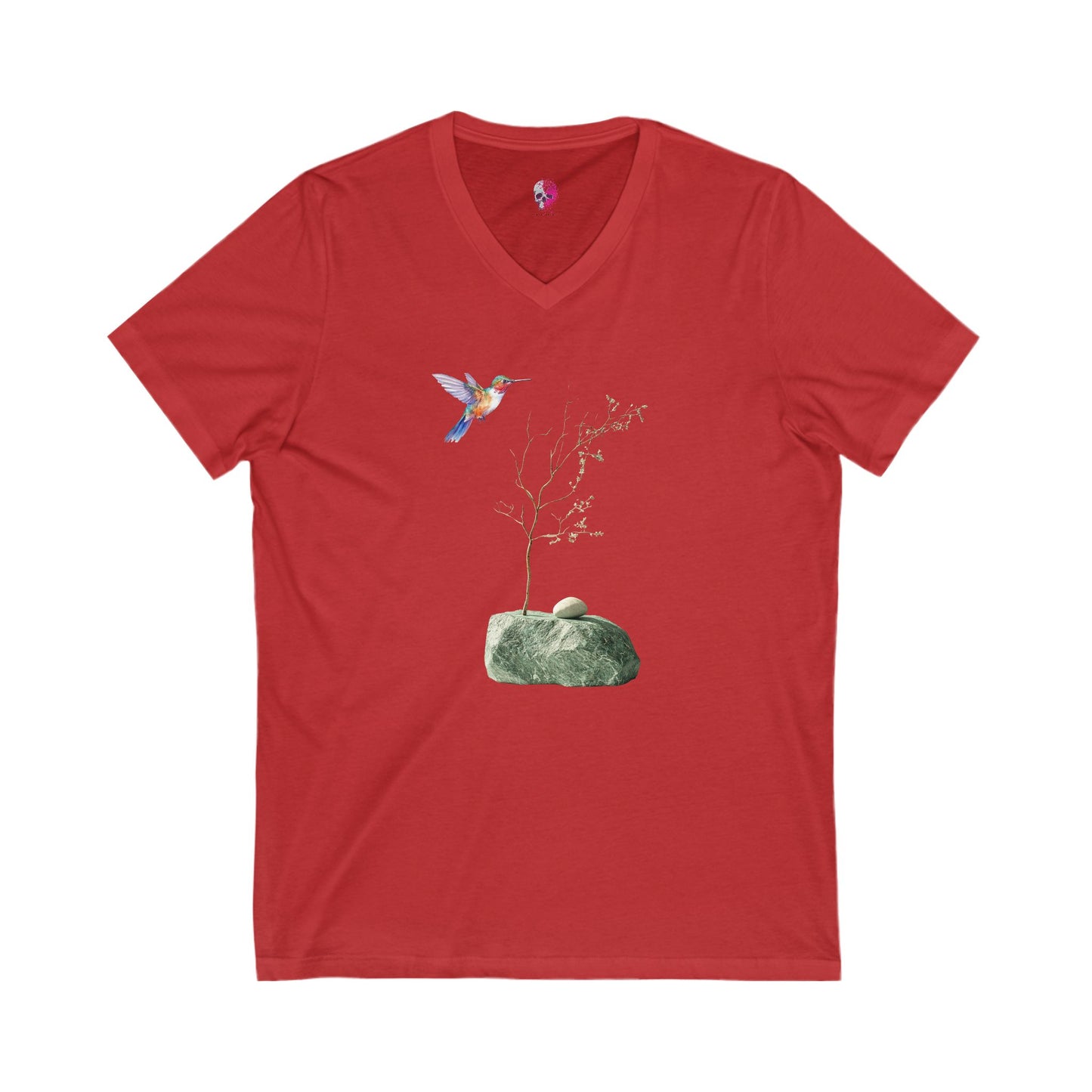 Bird Branch Unisex Jersey Short Sleeve V-Neck Tee