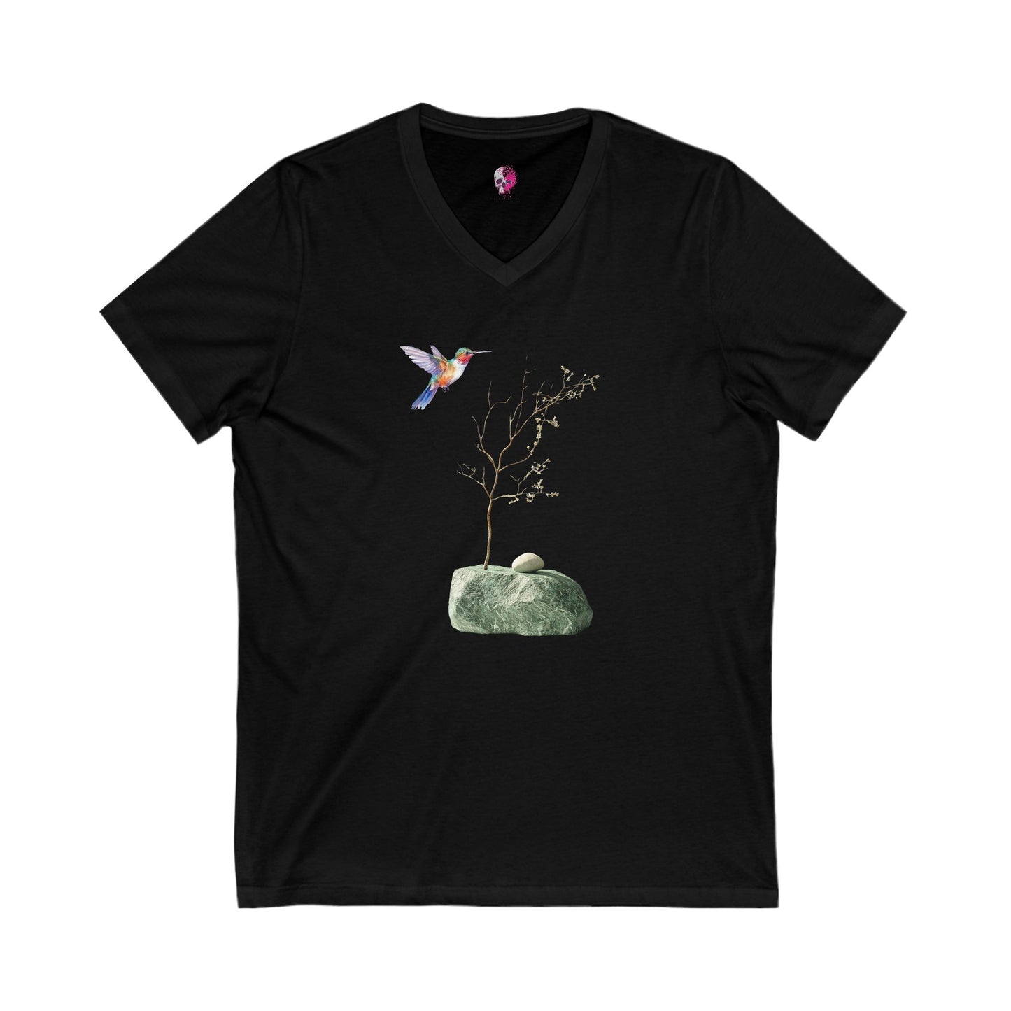 Bird Branch Unisex Jersey Short Sleeve V-Neck Tee