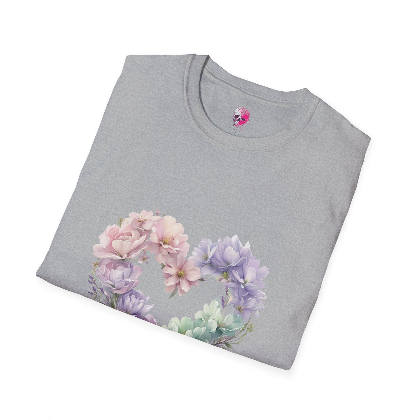 Floral Heart Unisex T-Shirt | Softstyle Tee for Floral Lovers | Perfect Gift for Birthdays, Anniversaries, or Casual Wear