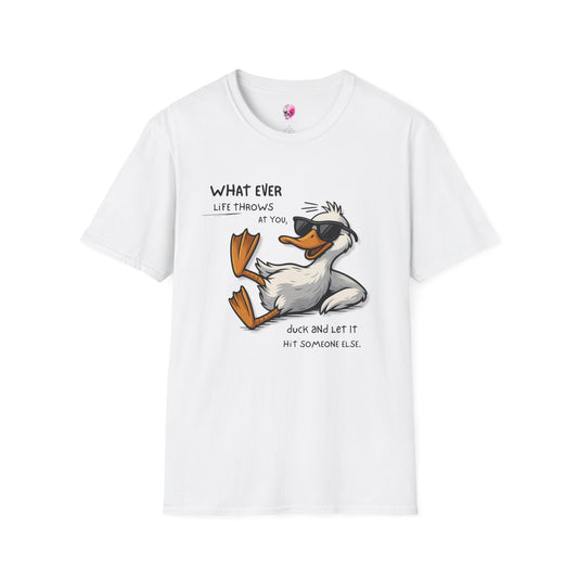 Funny Duck Quote Unisex T-Shirt | Life Throws at You | Gift for Friends, Humor Tee, Casual Wear, Birthday Gift, Animal Lover