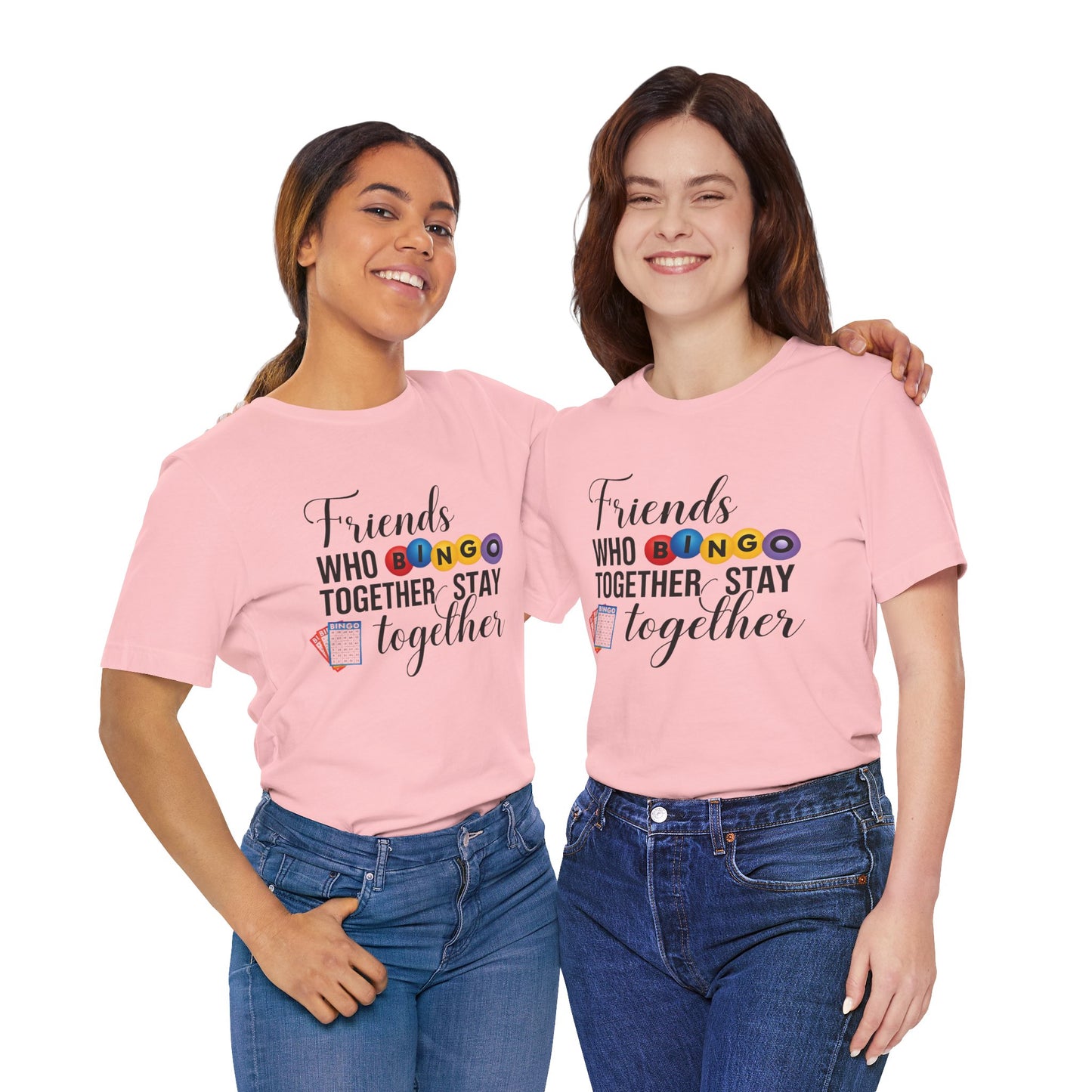 Friends Who Bingo Together Tee | Fun Unisex Shirt, Gift for Bingo Lovers, Game Night Apparel, Casual Wear, Friendship Tee