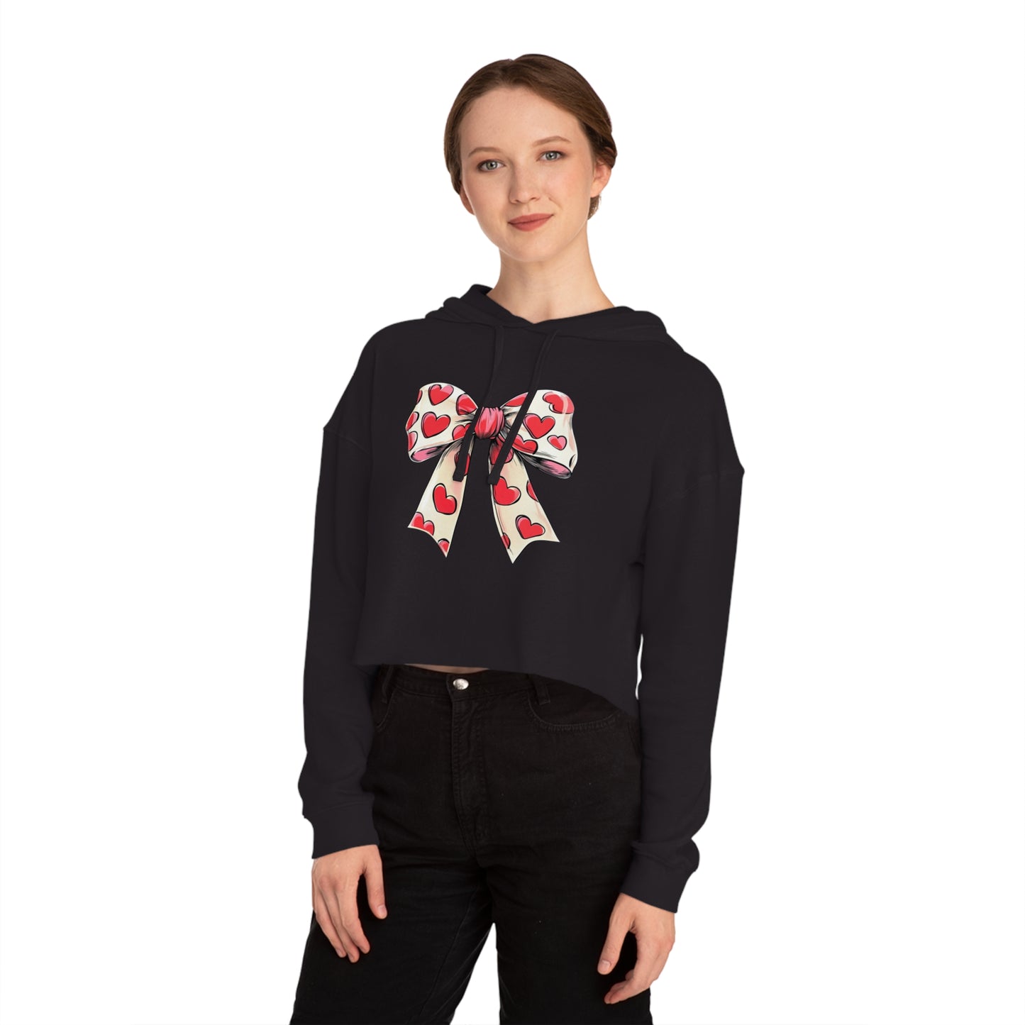Heart BOW Women’s Cropped Hooded Sweatshirt