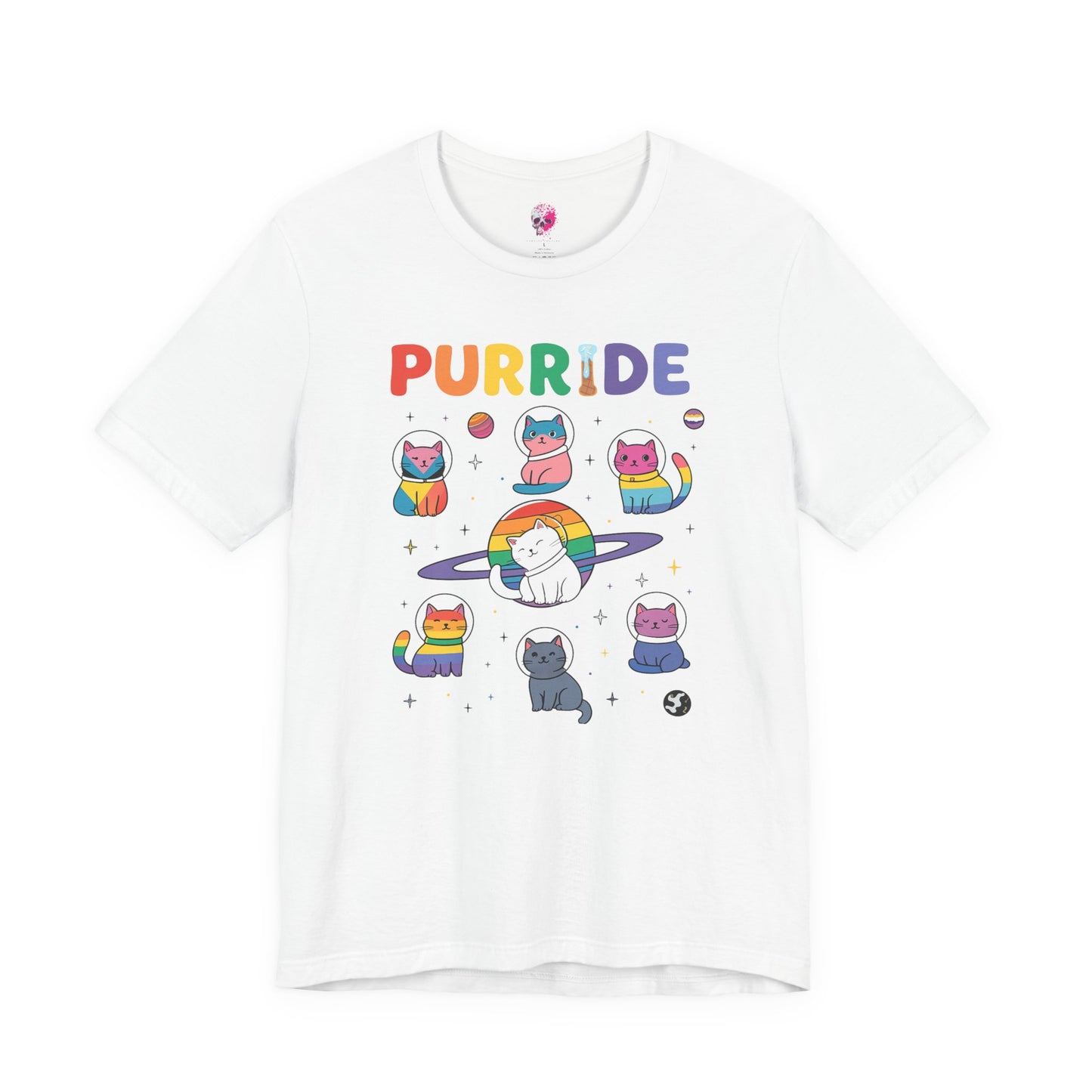 Purride Cat Tee, Fun LGBTQ+ Pride Shirt, Cute Kitty Graphic T-Shirt, Unisex Casual Wear, Gift for Cat Lovers