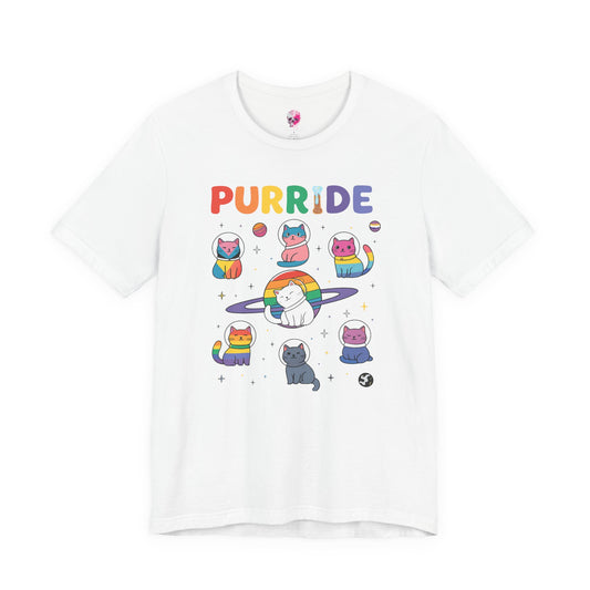 Purride Cat Tee, Fun LGBTQ+ Pride Shirt, Cute Kitty Graphic T-Shirt, Unisex Casual Wear, Gift for Cat Lovers