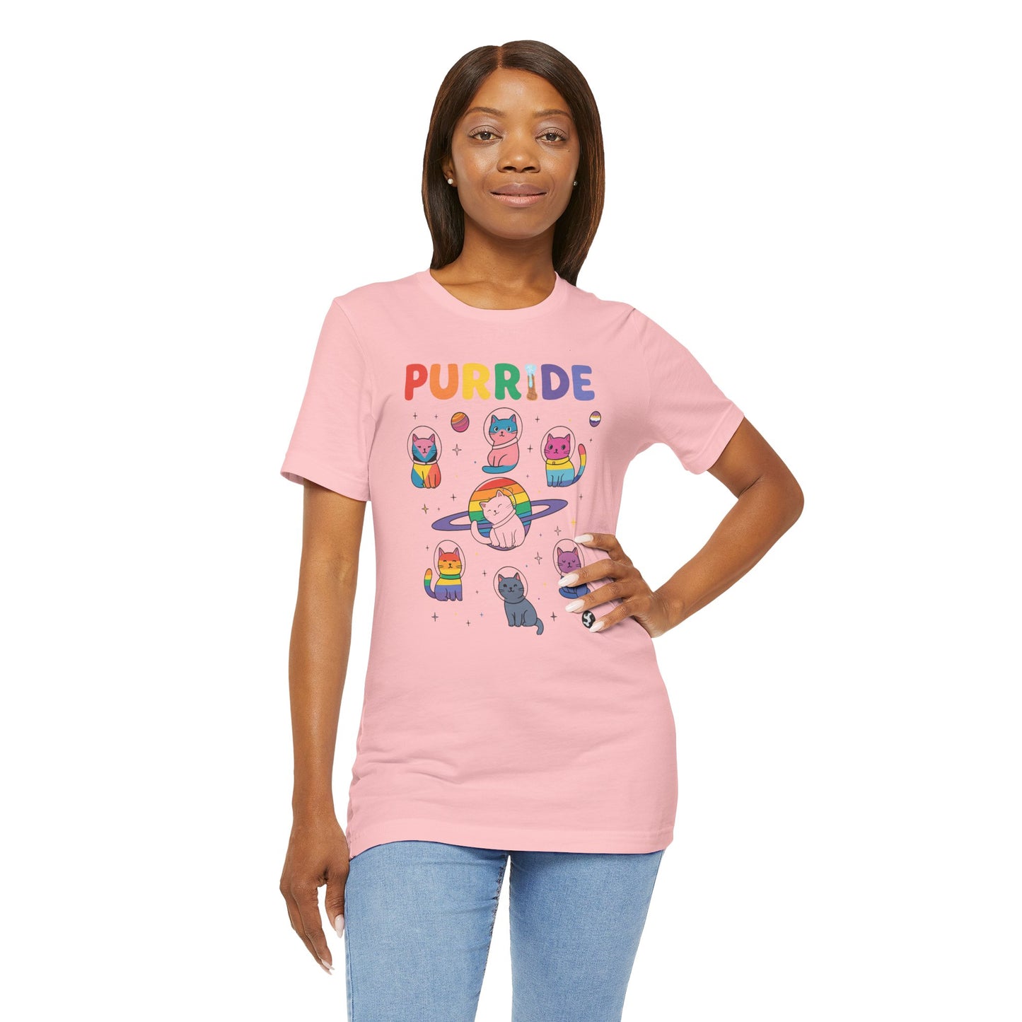 Purride Cat Tee, Fun LGBTQ+ Pride Shirt, Cute Kitty Graphic T-Shirt, Unisex Casual Wear, Gift for Cat Lovers