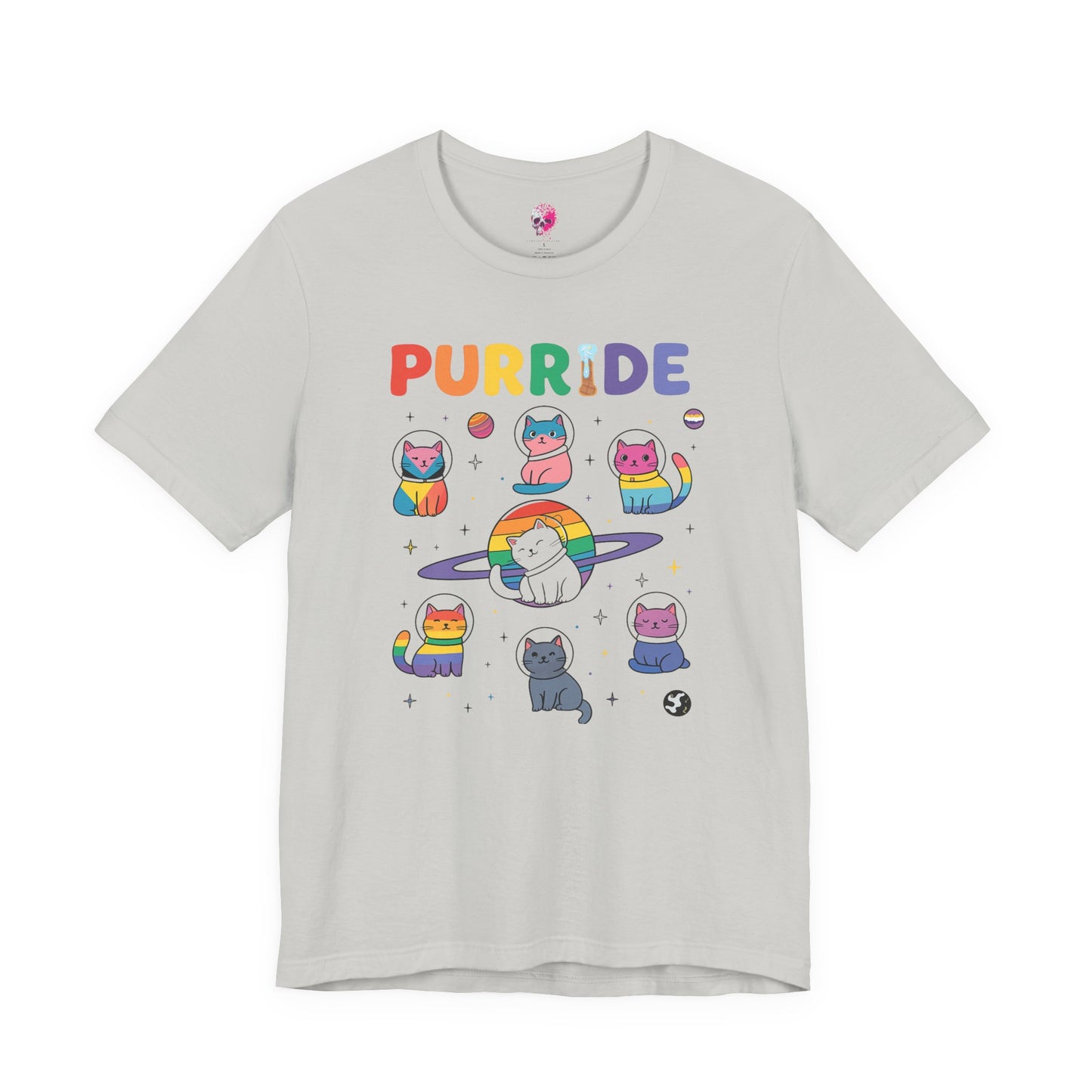 Purride Cat Tee, Fun LGBTQ+ Pride Shirt, Cute Kitty Graphic T-Shirt, Unisex Casual Wear, Gift for Cat Lovers