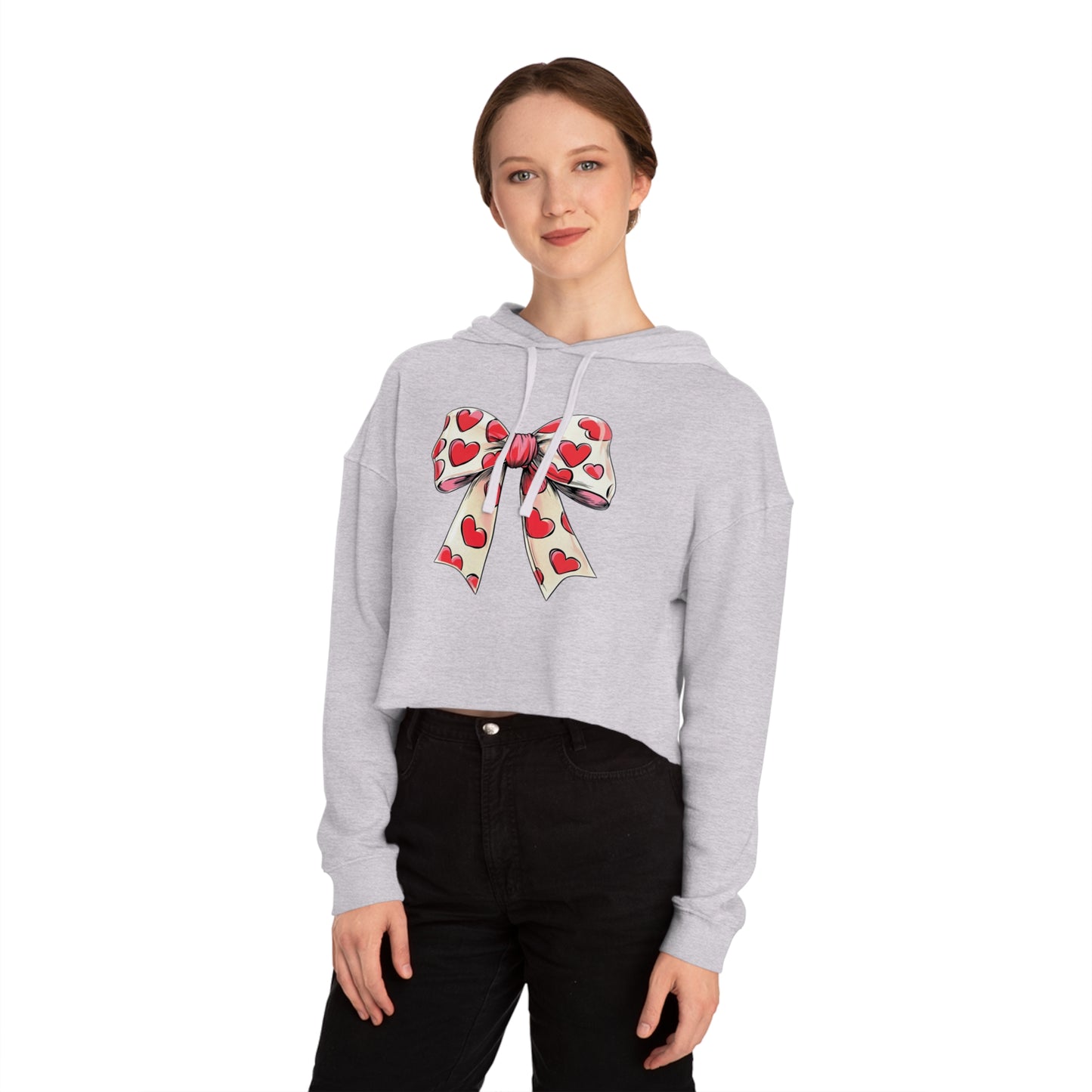 Heart BOW Women’s Cropped Hooded Sweatshirt