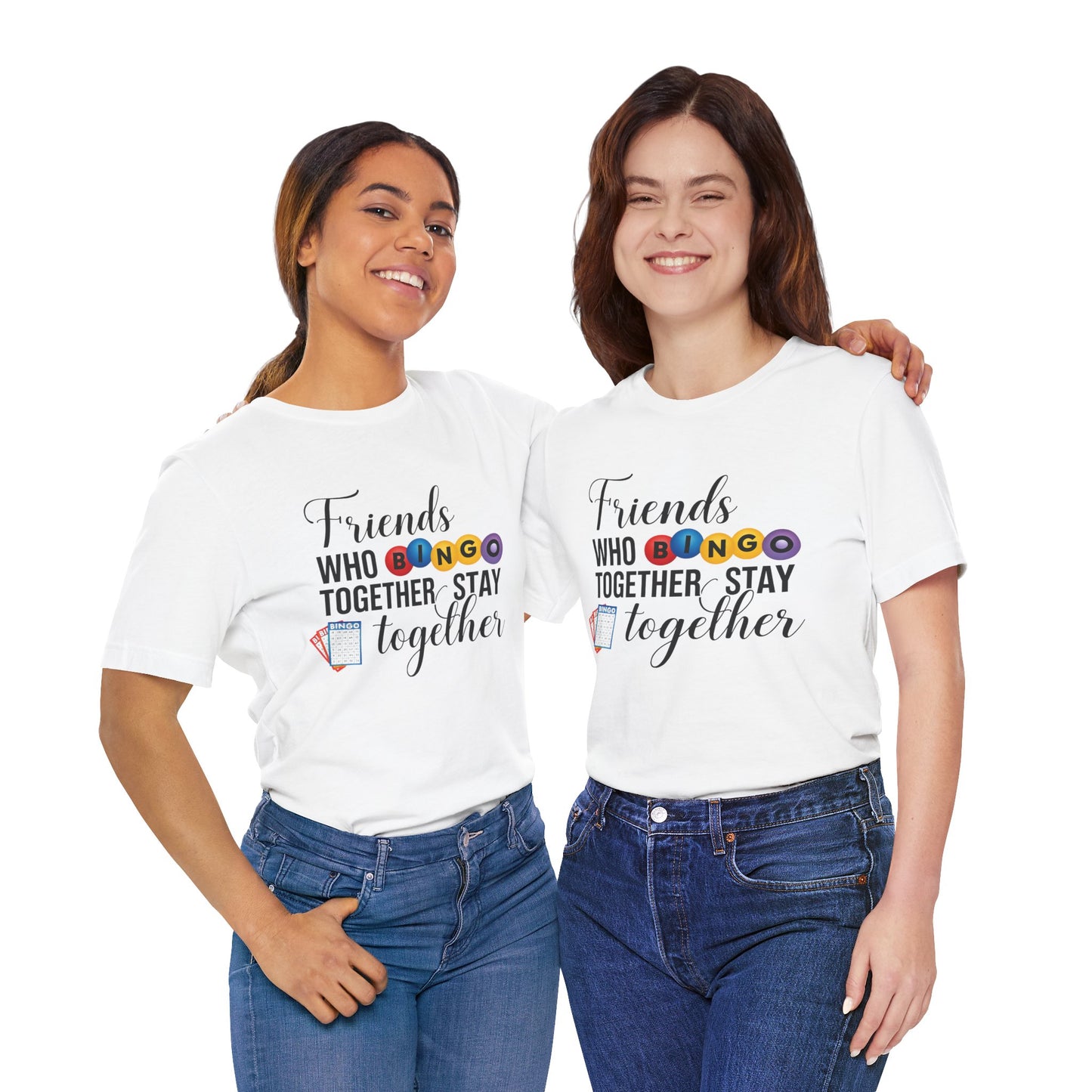 Friends Who Bingo Together Tee | Fun Unisex Shirt, Gift for Bingo Lovers, Game Night Apparel, Casual Wear, Friendship Tee