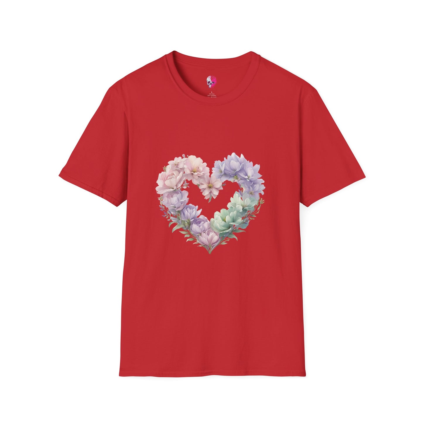 Floral Heart Unisex T-Shirt | Softstyle Tee for Floral Lovers | Perfect Gift for Birthdays, Anniversaries, or Casual Wear