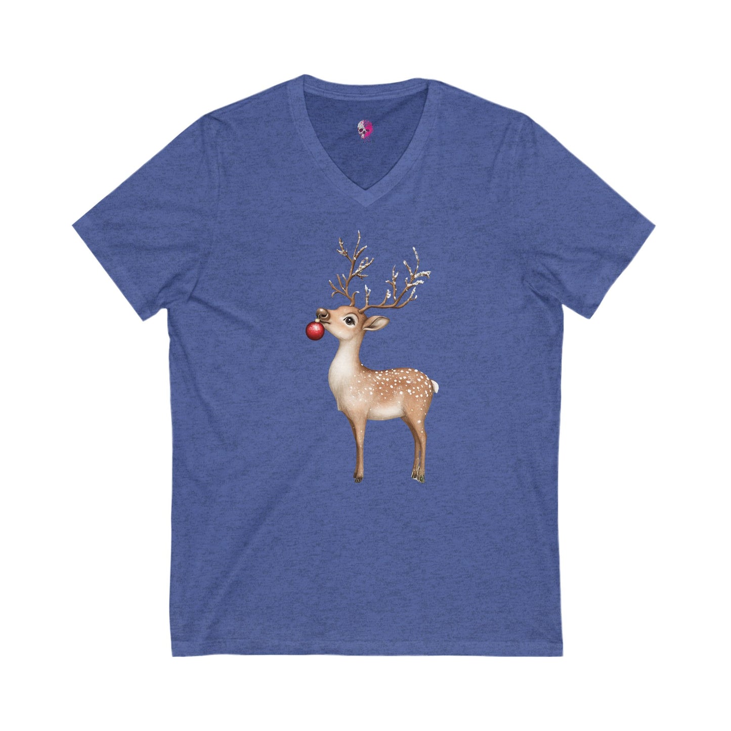 Reindeer Unisex Jersey Short Sleeve V-Neck Tee