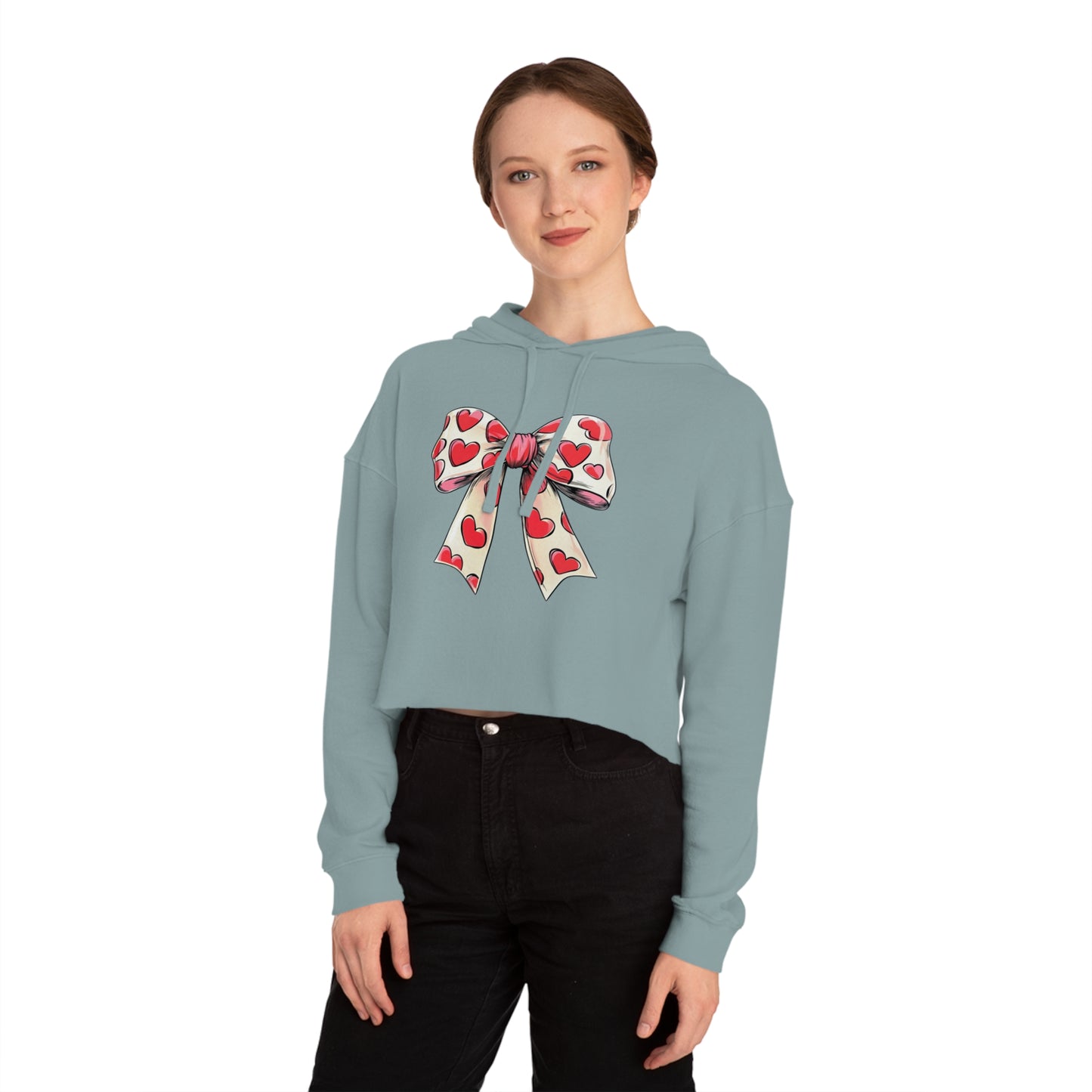 Heart BOW Women’s Cropped Hooded Sweatshirt