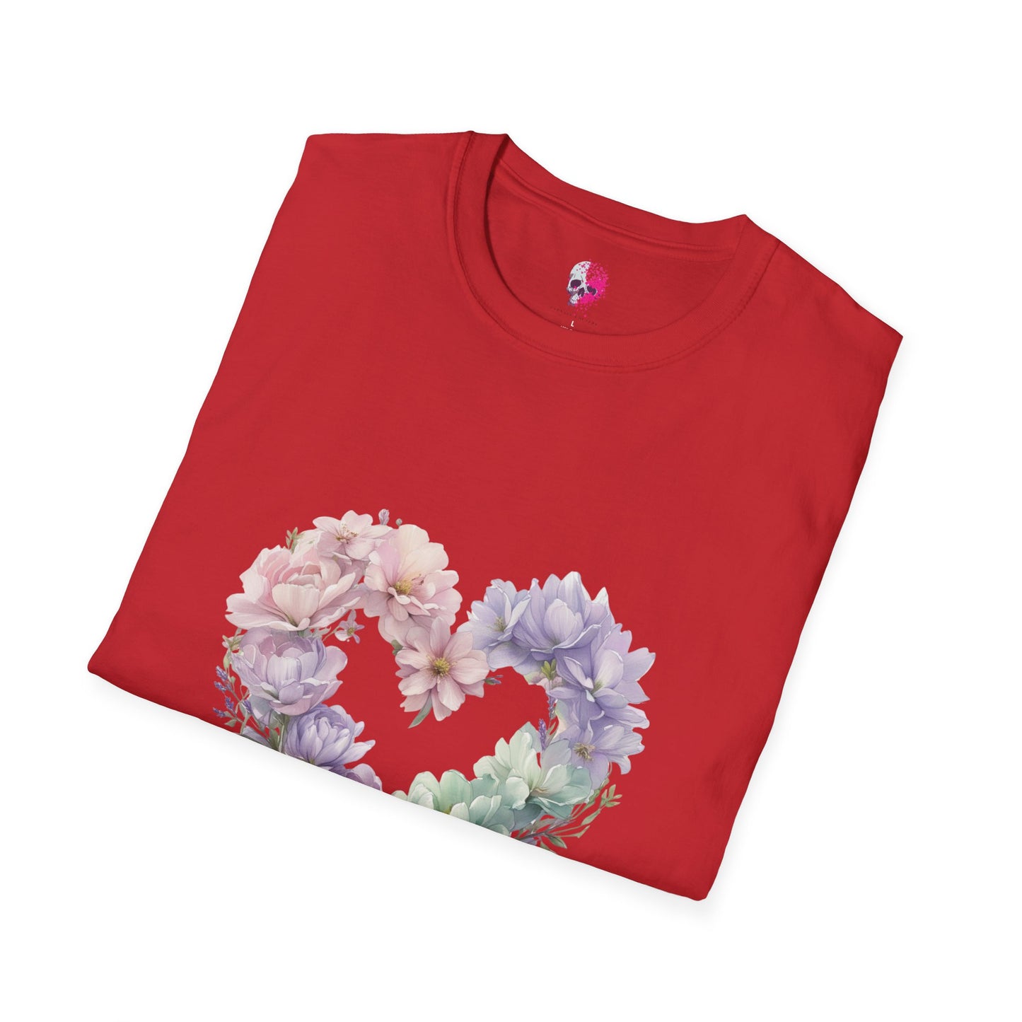 Floral Heart Unisex T-Shirt | Softstyle Tee for Floral Lovers | Perfect Gift for Birthdays, Anniversaries, or Casual Wear