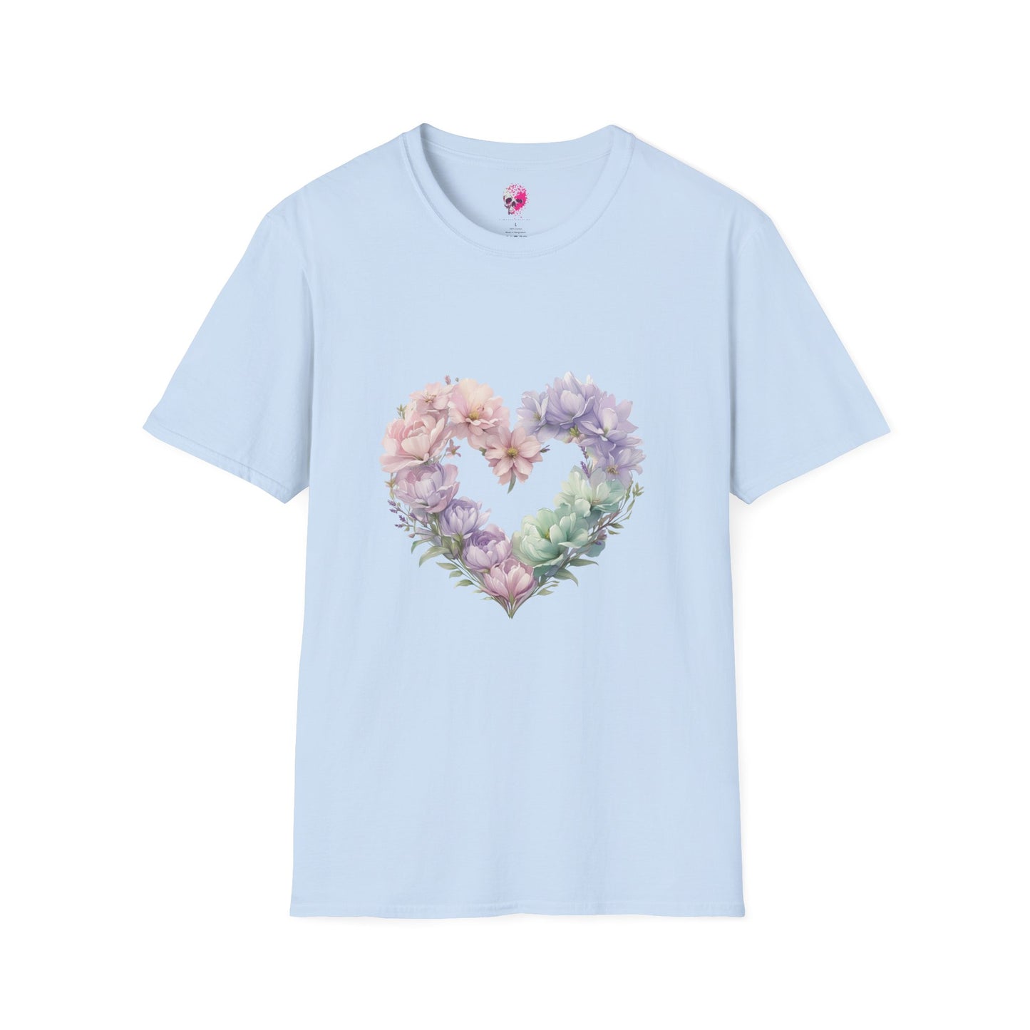 Floral Heart Unisex T-Shirt | Softstyle Tee for Floral Lovers | Perfect Gift for Birthdays, Anniversaries, or Casual Wear