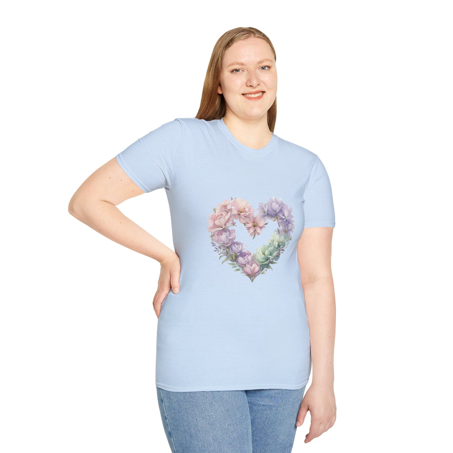 Floral Heart Unisex T-Shirt | Softstyle Tee for Floral Lovers | Perfect Gift for Birthdays, Anniversaries, or Casual Wear