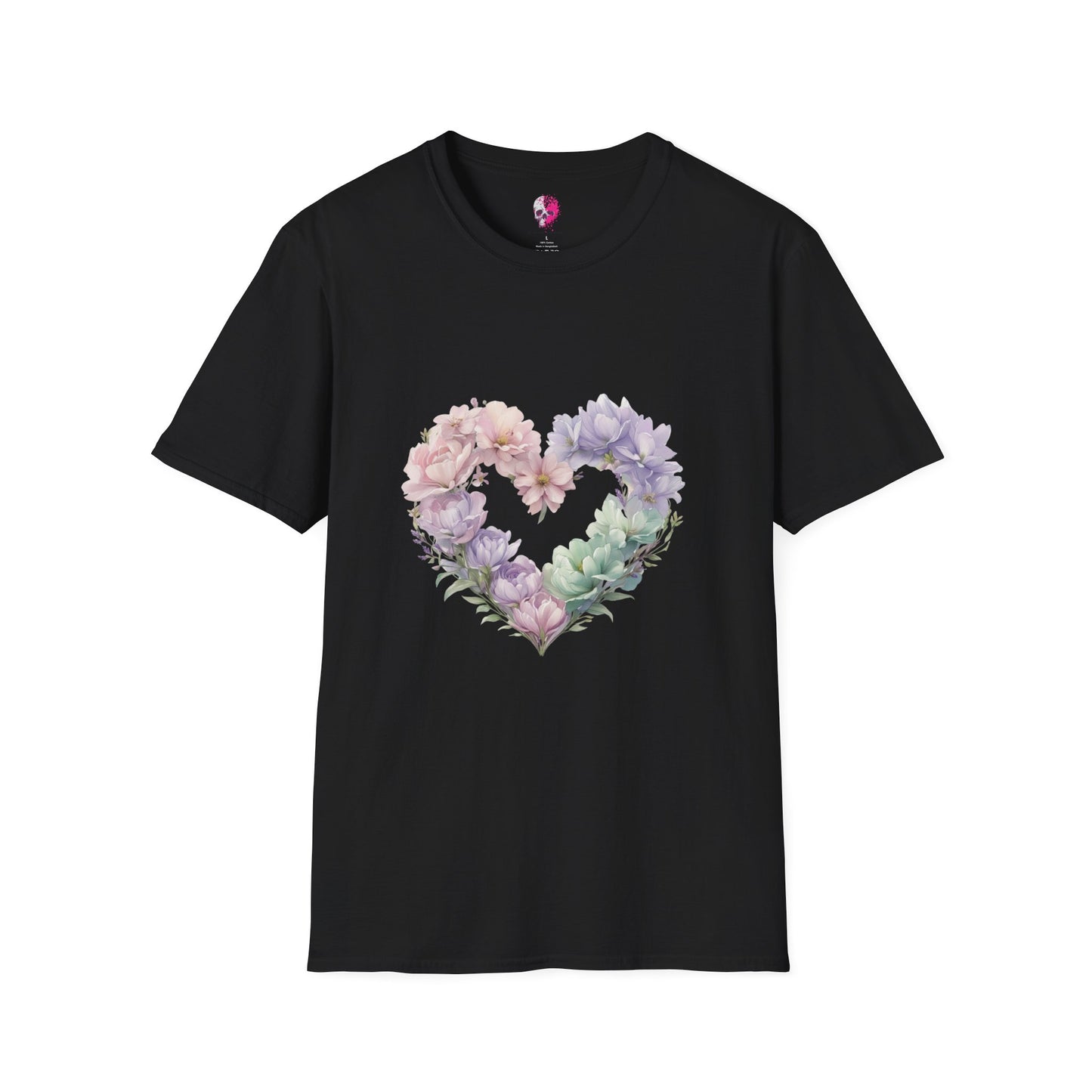 Floral Heart Unisex T-Shirt | Softstyle Tee for Floral Lovers | Perfect Gift for Birthdays, Anniversaries, or Casual Wear