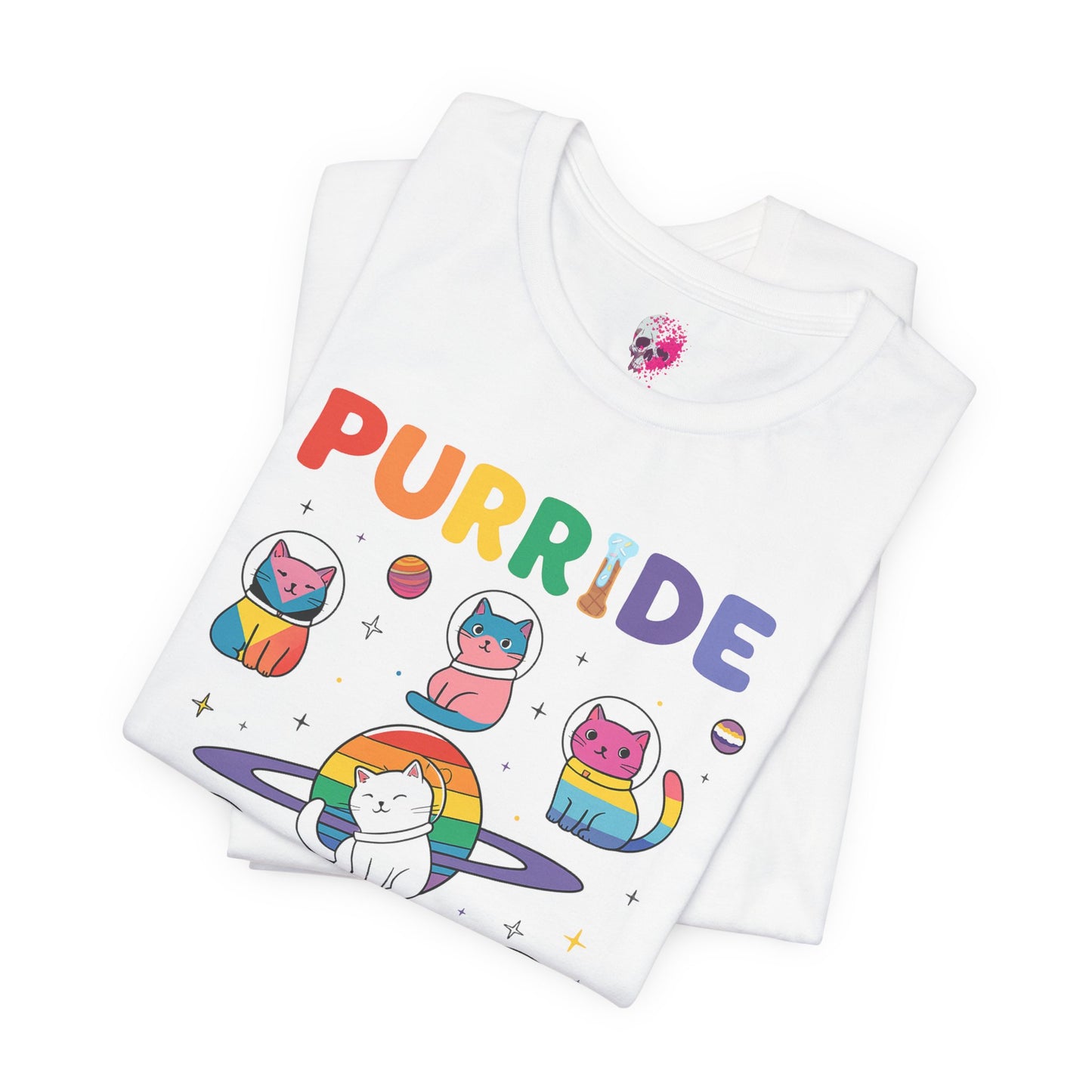 Purride Cat Tee, Fun LGBTQ+ Pride Shirt, Cute Kitty Graphic T-Shirt, Unisex Casual Wear, Gift for Cat Lovers