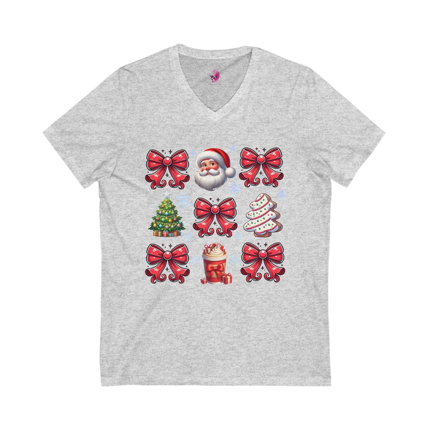 Bows Xmas Unisex Jersey Short Sleeve V-Neck Tee