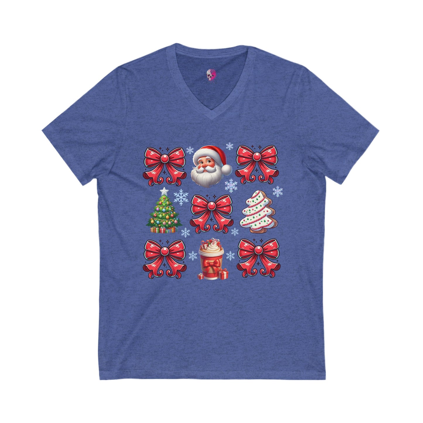 Bows Xmas Unisex Jersey Short Sleeve V-Neck Tee