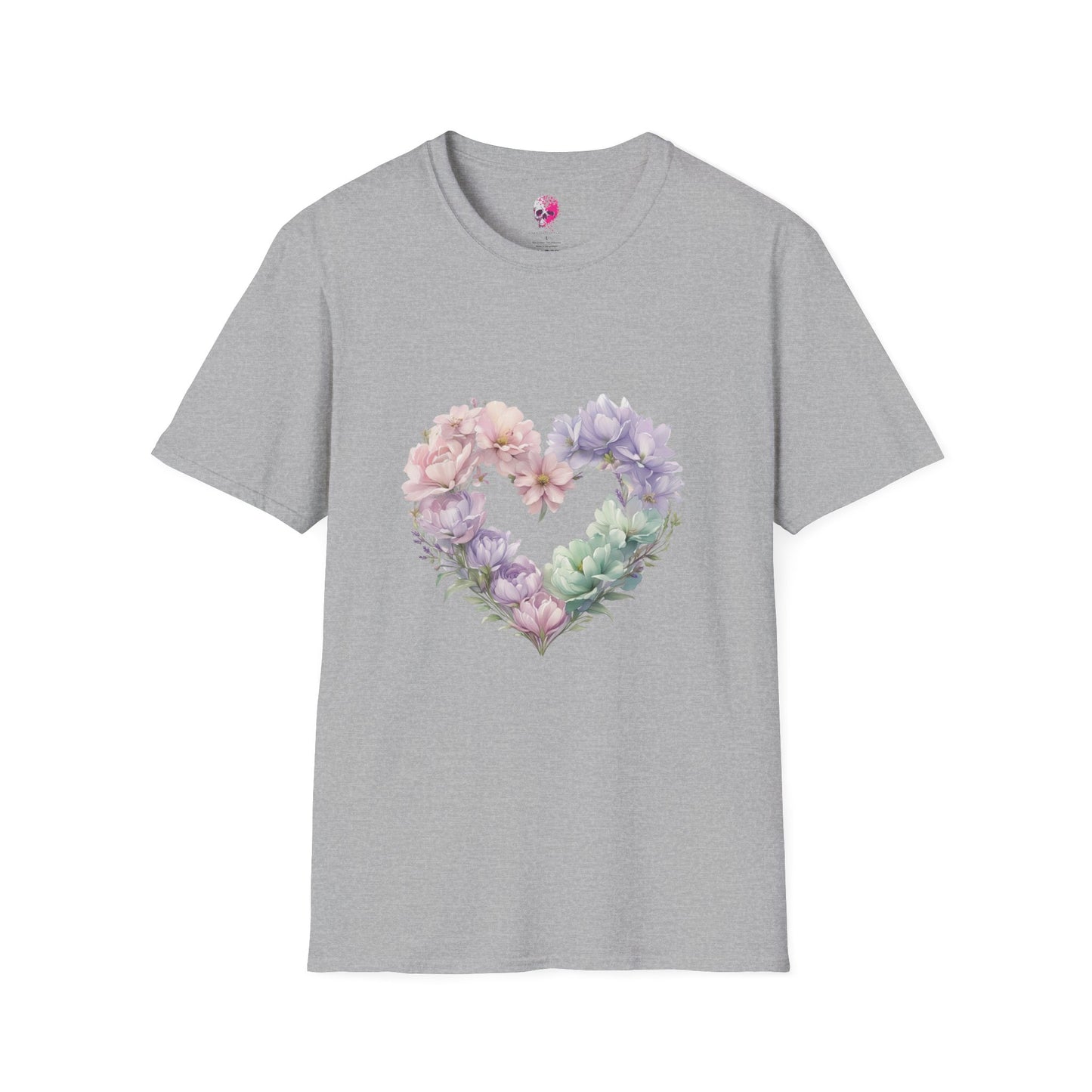 Floral Heart Unisex T-Shirt | Softstyle Tee for Floral Lovers | Perfect Gift for Birthdays, Anniversaries, or Casual Wear