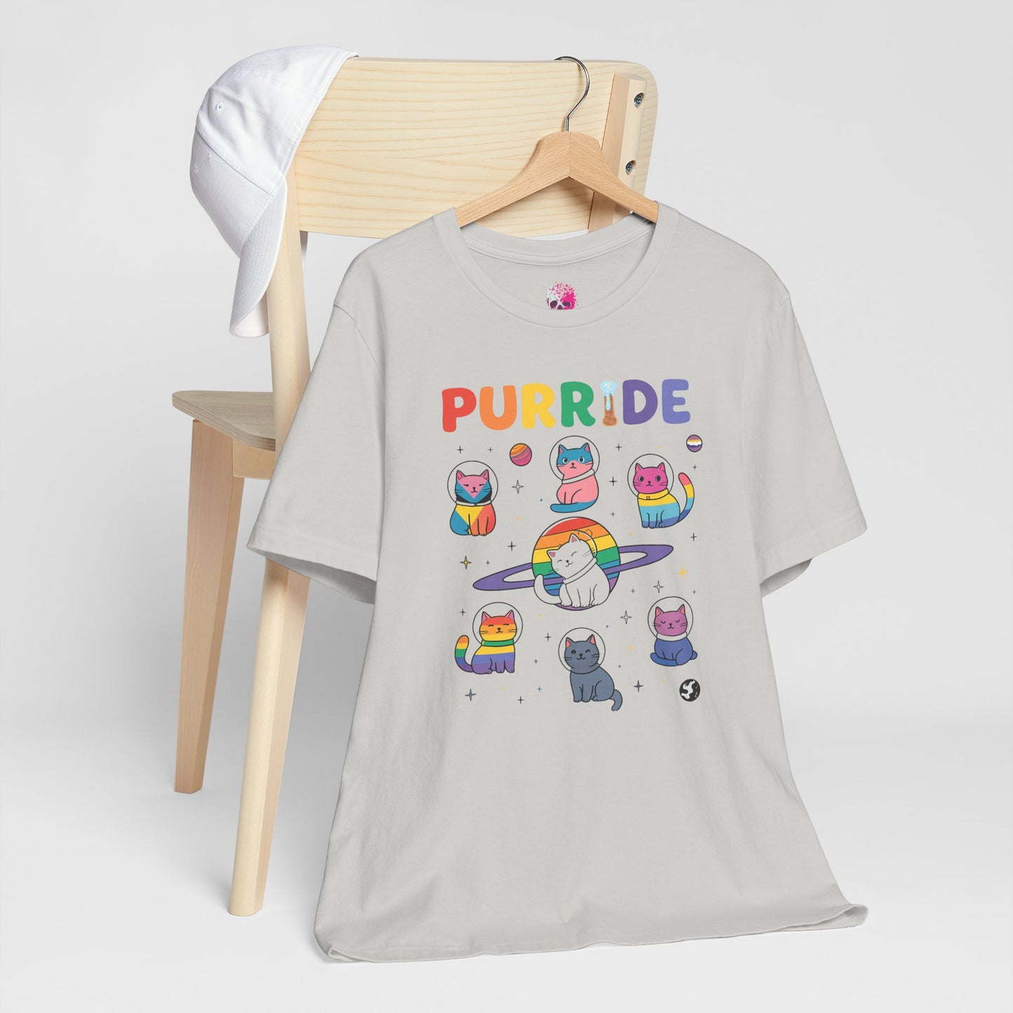 Purride Cat Tee, Fun LGBTQ+ Pride Shirt, Cute Kitty Graphic T-Shirt, Unisex Casual Wear, Gift for Cat Lovers