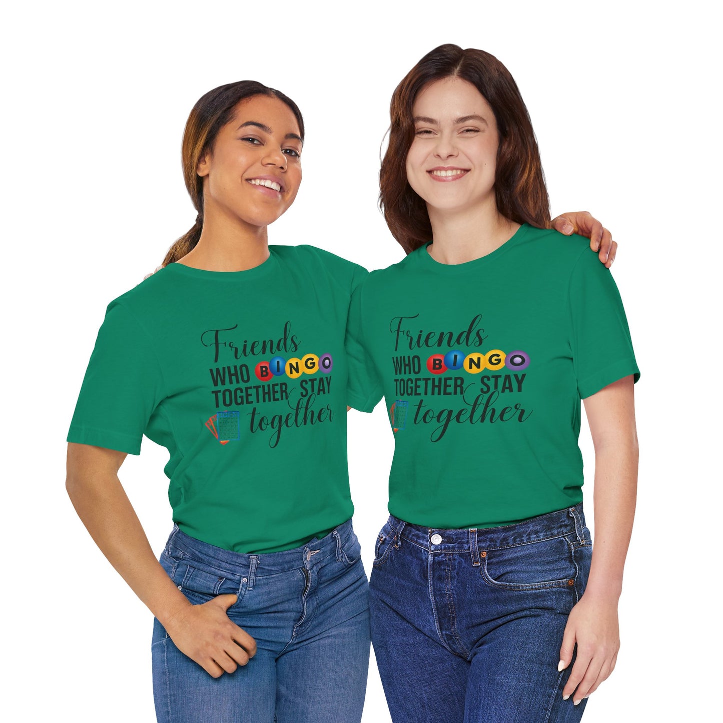 Friends Who Bingo Together Tee | Fun Unisex Shirt, Gift for Bingo Lovers, Game Night Apparel, Casual Wear, Friendship Tee