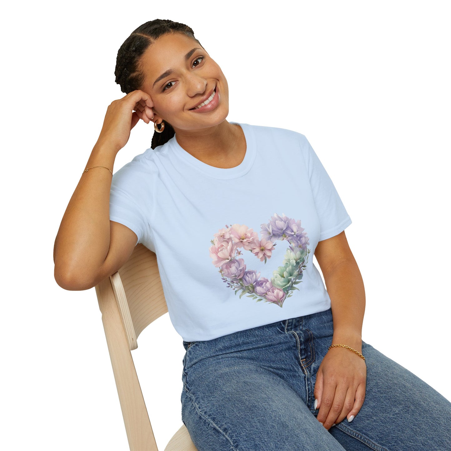 Floral Heart Unisex T-Shirt | Softstyle Tee for Floral Lovers | Perfect Gift for Birthdays, Anniversaries, or Casual Wear