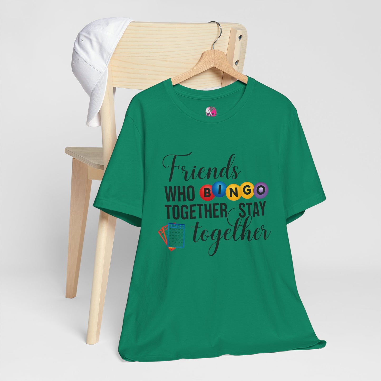 Friends Who Bingo Together Tee | Fun Unisex Shirt, Gift for Bingo Lovers, Game Night Apparel, Casual Wear, Friendship Tee