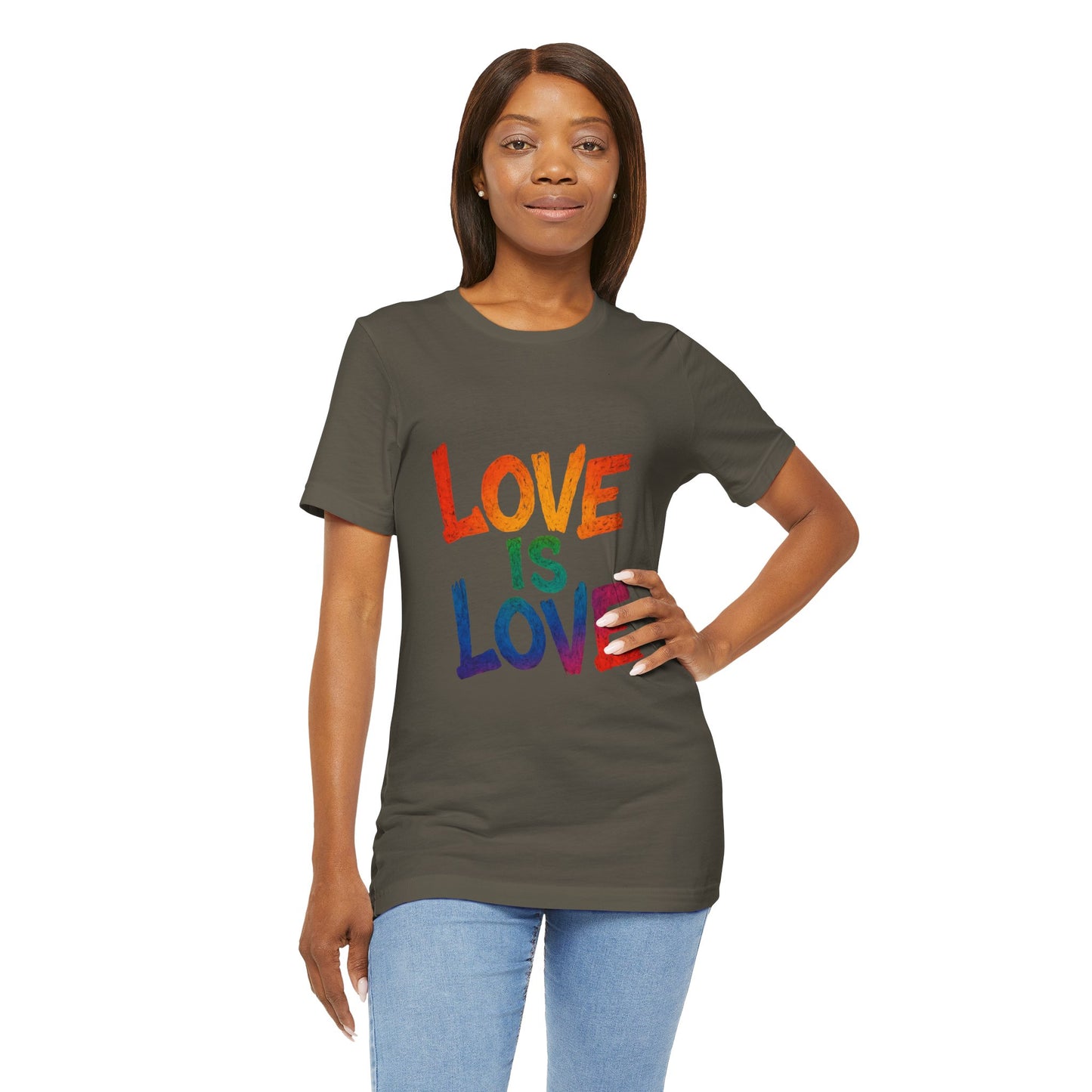 Rainbow Love Is Love Tee, LGBTQ+ Pride Shirt, Unisex Short Sleeve T-Shirt, Comfortable Casual Wear, Gift for Pride Month