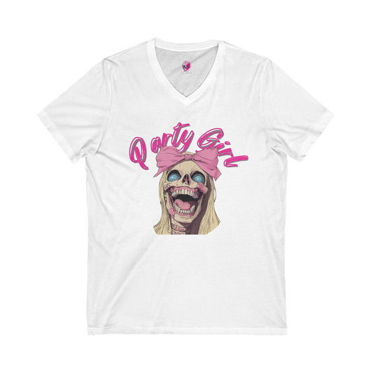 Party Girl Unisex Jersey Short Sleeve V-Neck Tee