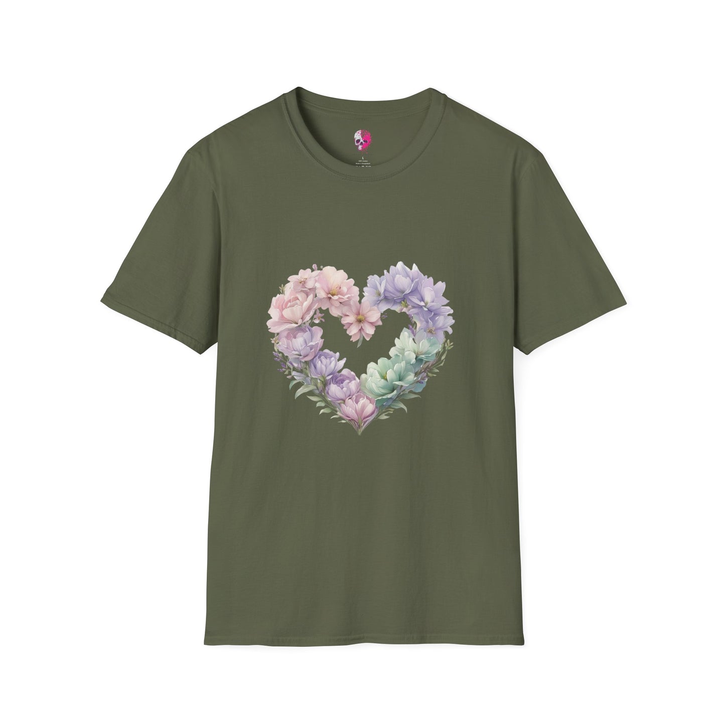 Floral Heart Unisex T-Shirt | Softstyle Tee for Floral Lovers | Perfect Gift for Birthdays, Anniversaries, or Casual Wear