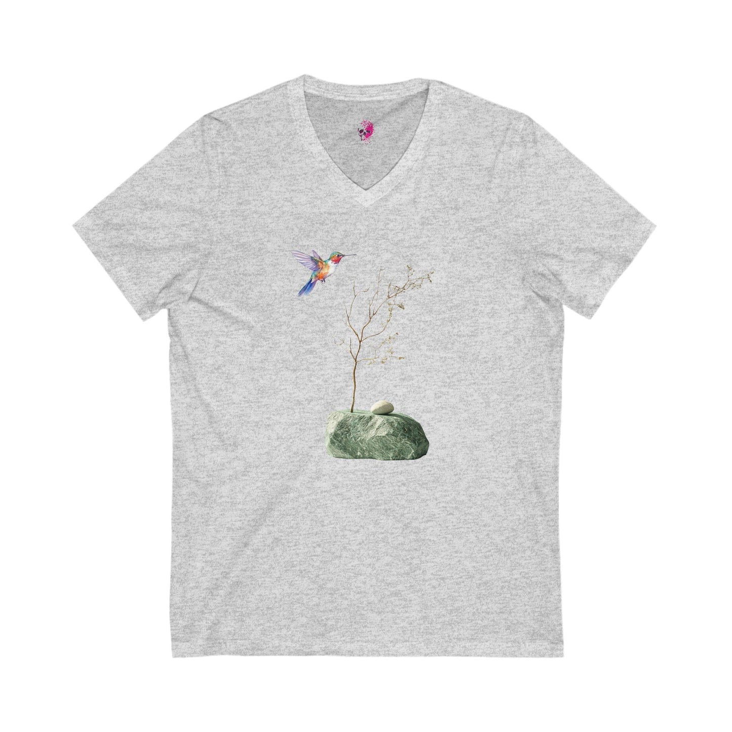 Bird Branch Unisex Jersey Short Sleeve V-Neck Tee