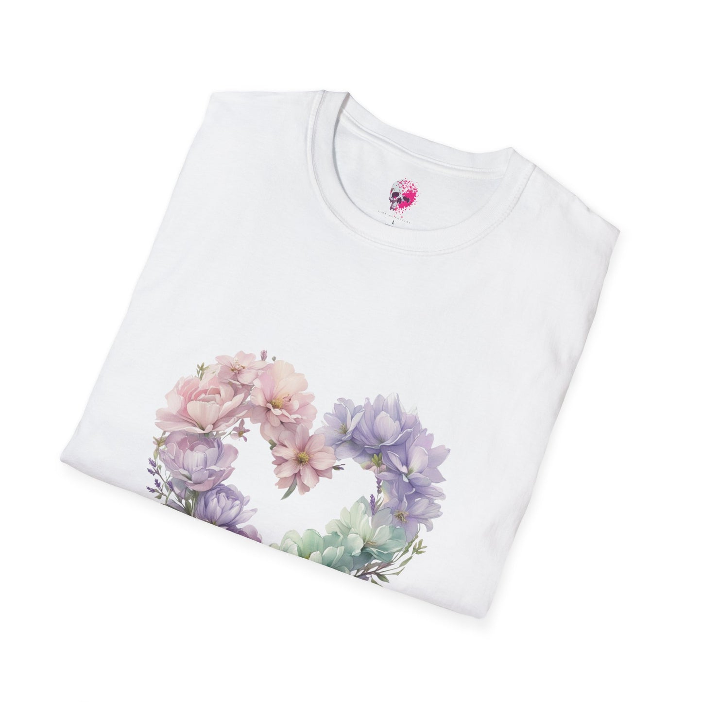 Floral Heart Unisex T-Shirt | Softstyle Tee for Floral Lovers | Perfect Gift for Birthdays, Anniversaries, or Casual Wear