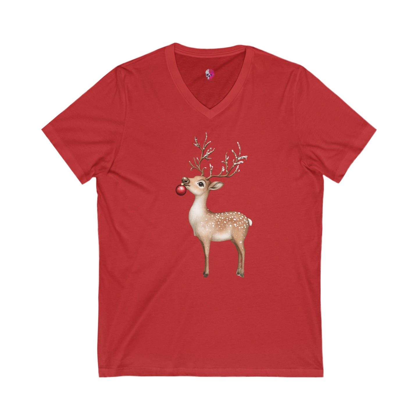 Reindeer Unisex Jersey Short Sleeve V-Neck Tee