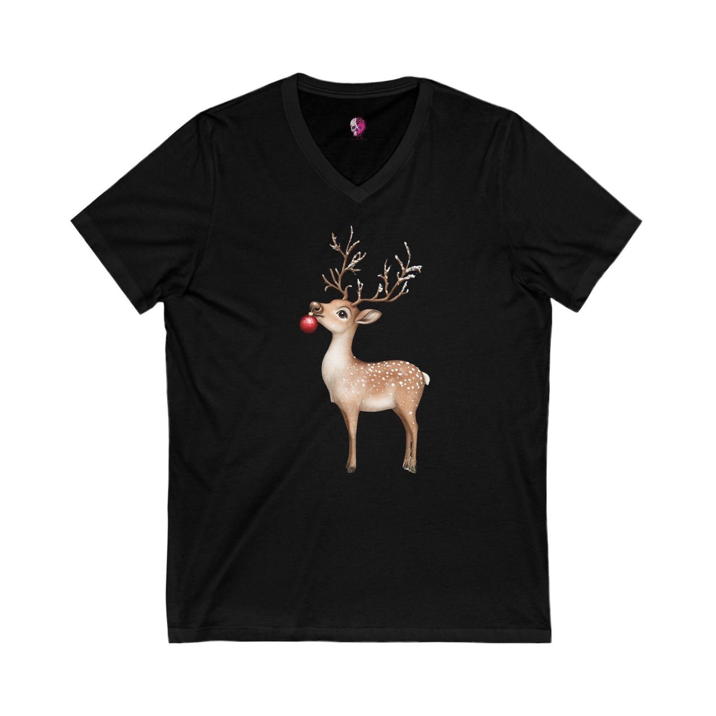 Reindeer Unisex Jersey Short Sleeve V-Neck Tee