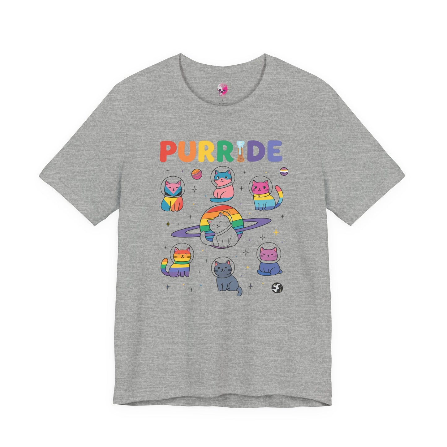Purride Cat Tee, Fun LGBTQ+ Pride Shirt, Cute Kitty Graphic T-Shirt, Unisex Casual Wear, Gift for Cat Lovers