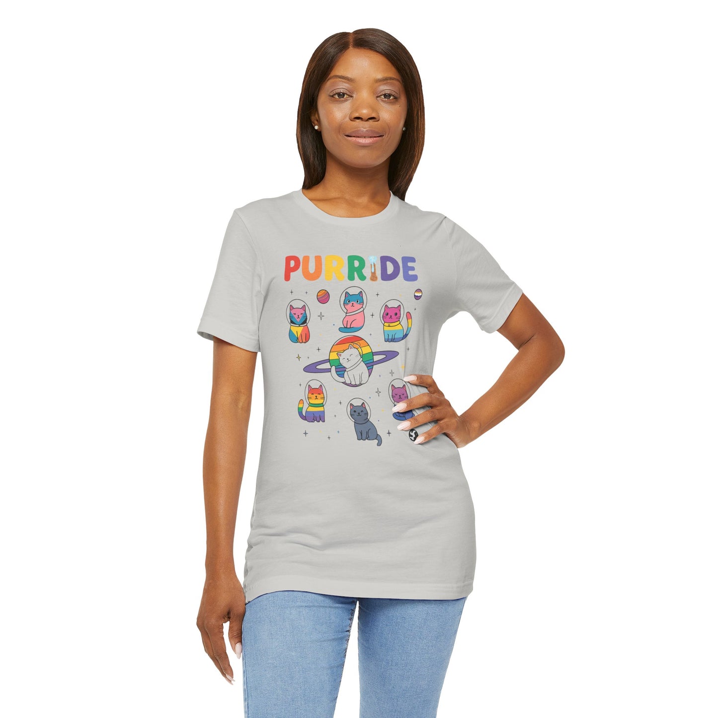 Purride Cat Tee, Fun LGBTQ+ Pride Shirt, Cute Kitty Graphic T-Shirt, Unisex Casual Wear, Gift for Cat Lovers