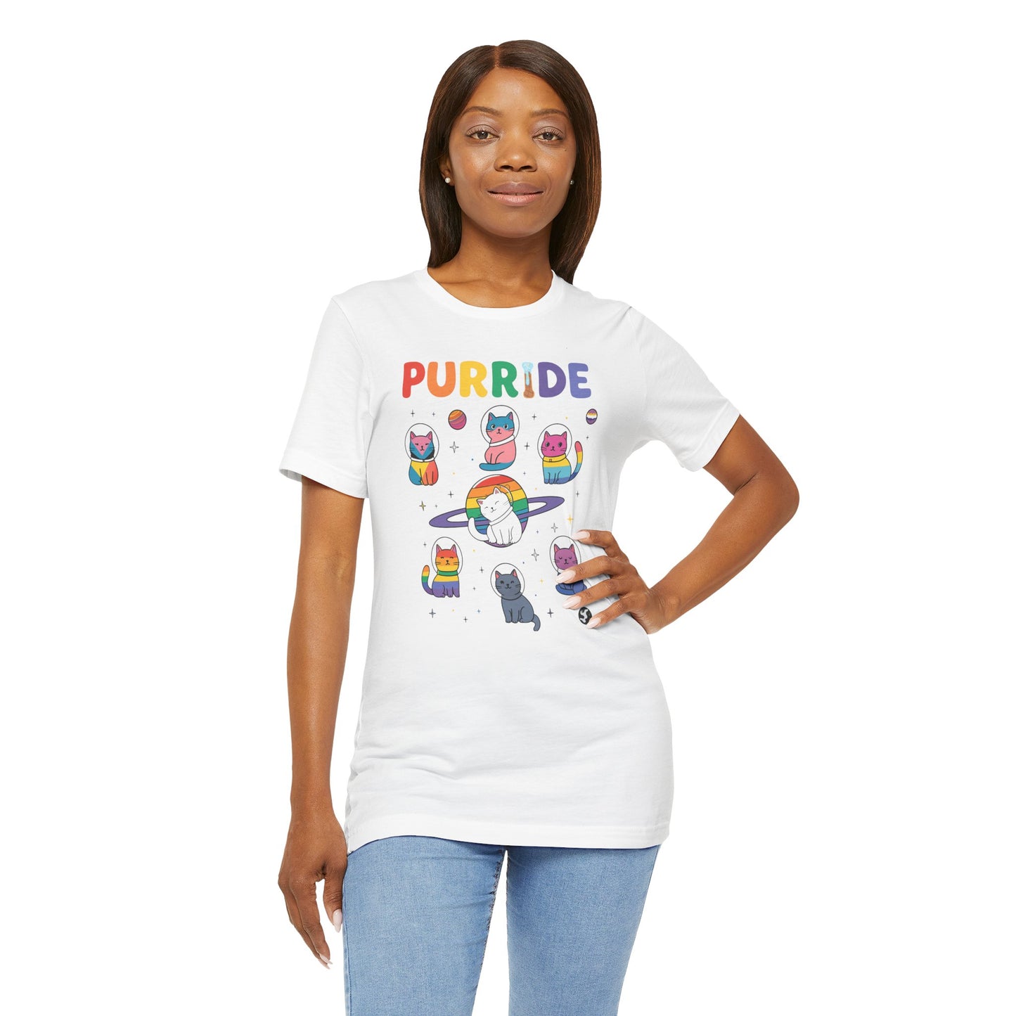 Purride Cat Tee, Fun LGBTQ+ Pride Shirt, Cute Kitty Graphic T-Shirt, Unisex Casual Wear, Gift for Cat Lovers