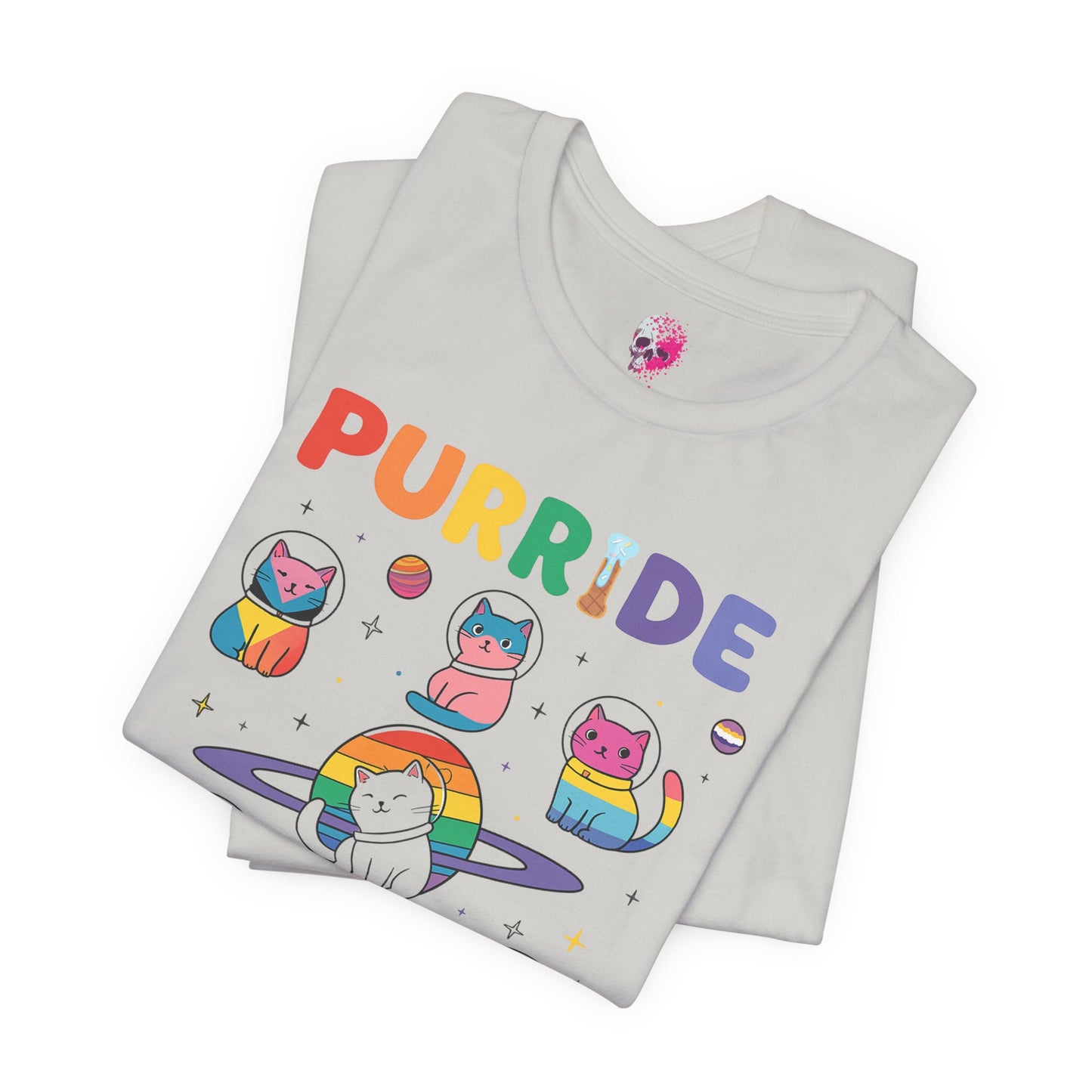 Purride Cat Tee, Fun LGBTQ+ Pride Shirt, Cute Kitty Graphic T-Shirt, Unisex Casual Wear, Gift for Cat Lovers