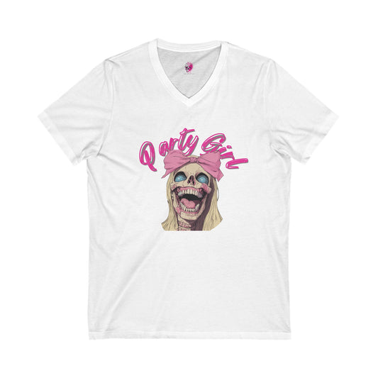 Party Girl Unisex Jersey Short Sleeve V-Neck Tee