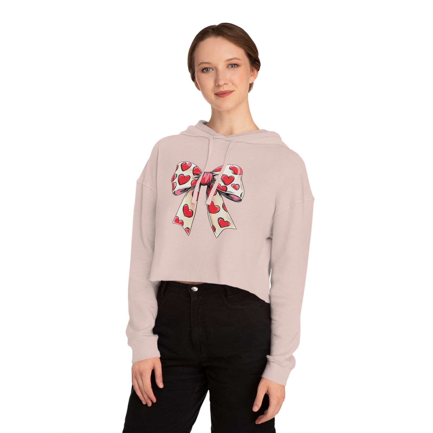 Heart BOW Women’s Cropped Hooded Sweatshirt